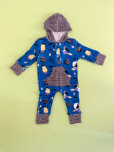 Load image into Gallery viewer, FRANKIE HOODED ZIP-PEA ROMPER
