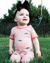 Load image into Gallery viewer, ZEUS PIRATE SHARKS ZIP-PEA ROMPER
